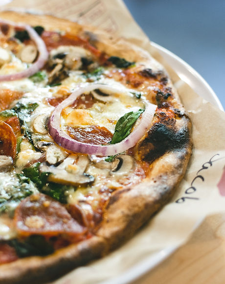 Pizza with Salami Mushrooms and Onion