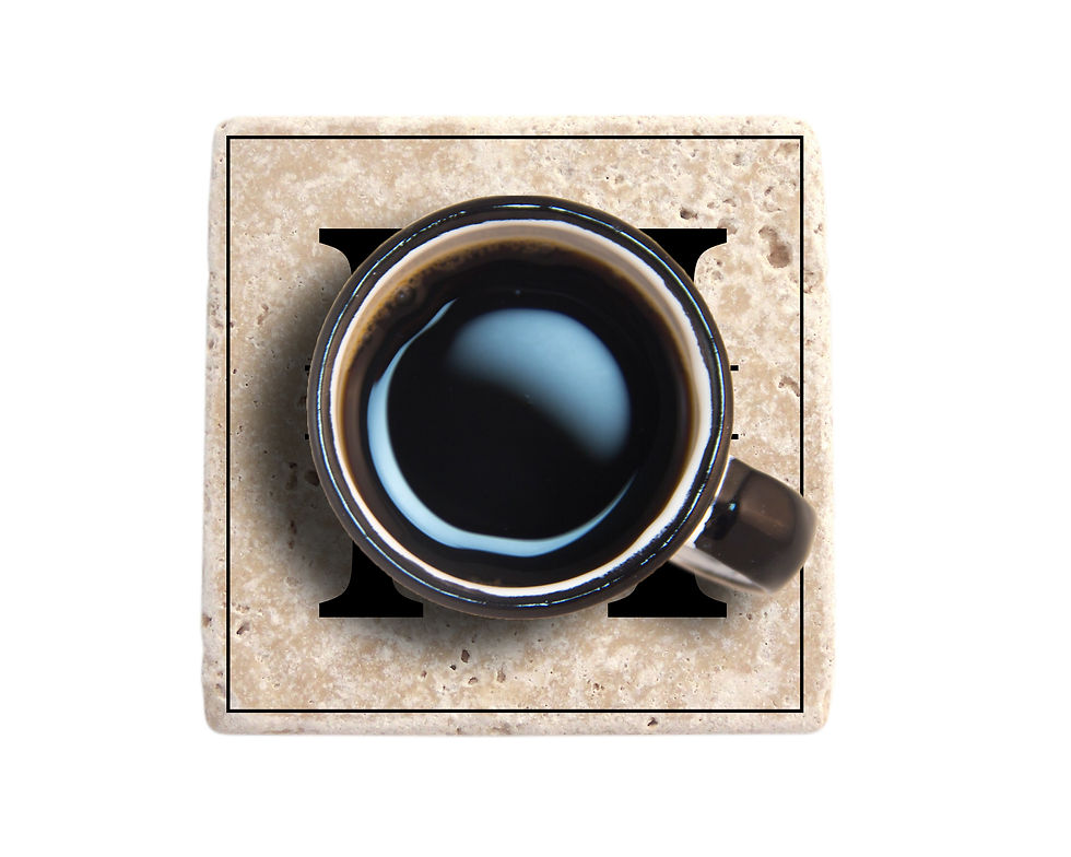 Thumbnail: Travertine Tile Coasters- Classic Monogram