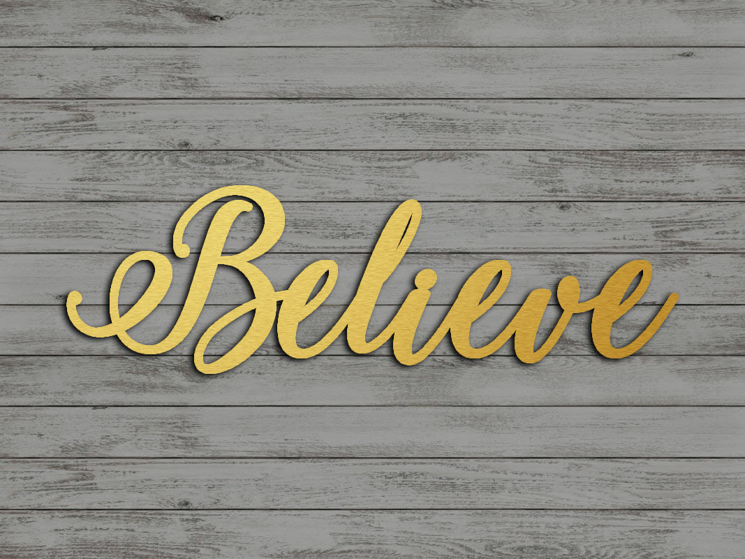 Word "Believe" Wood Cutout
