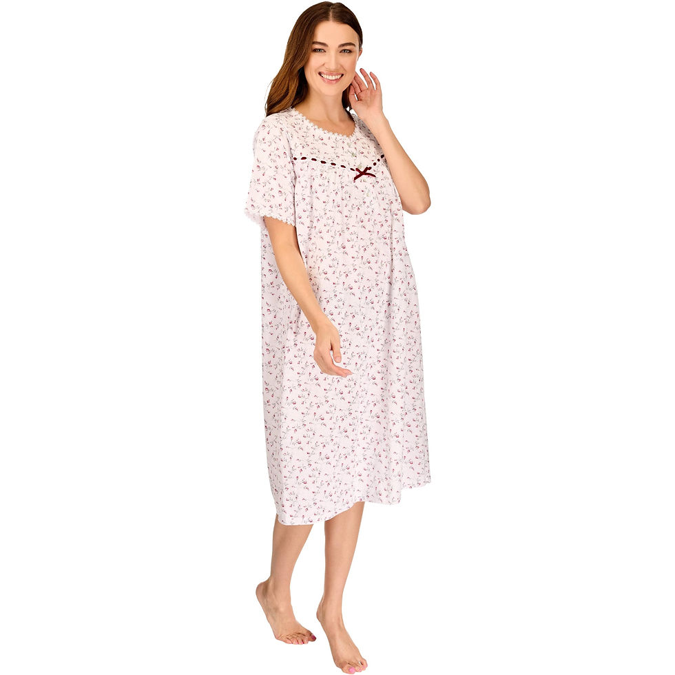 Thumbnail: La Marquise Floral Short Sleeve Cotton Rich Nightdress