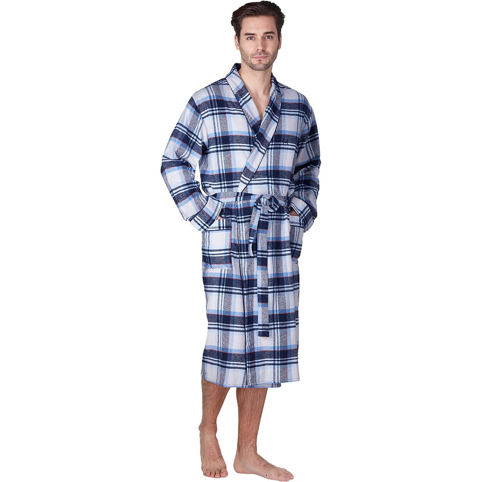 Thumbnail: Haigman Yarn Dyed Twill Brushed Cotton Shawl Collar Dressing Gown