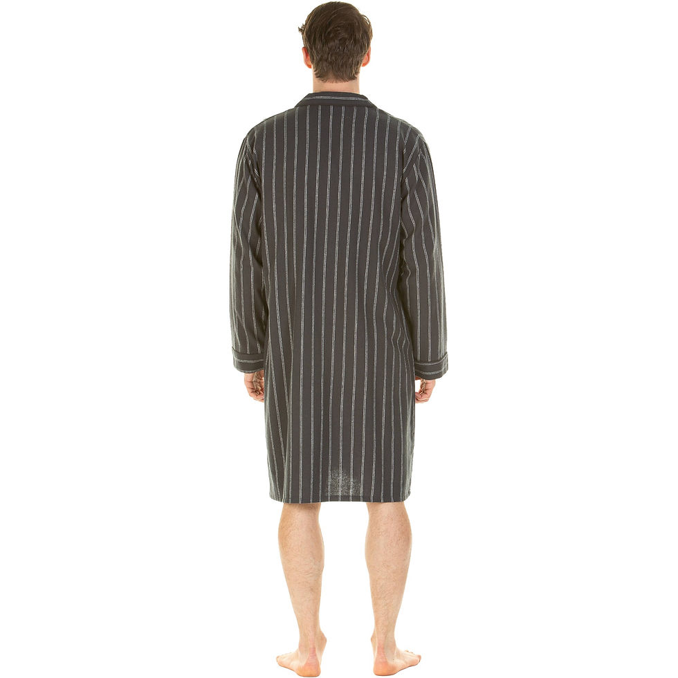 Thumbnail: Haigman Yarn Dyed Twill Brushed Cotton Long Sleeve Nightshirt