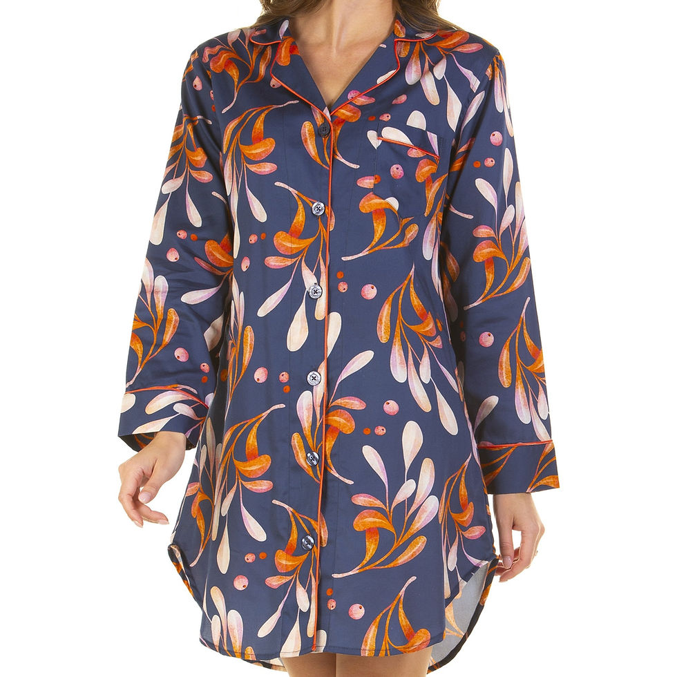 Thumbnail: Wysteria Lane 100% Combed Cotton Poplin Printed Nightshirt