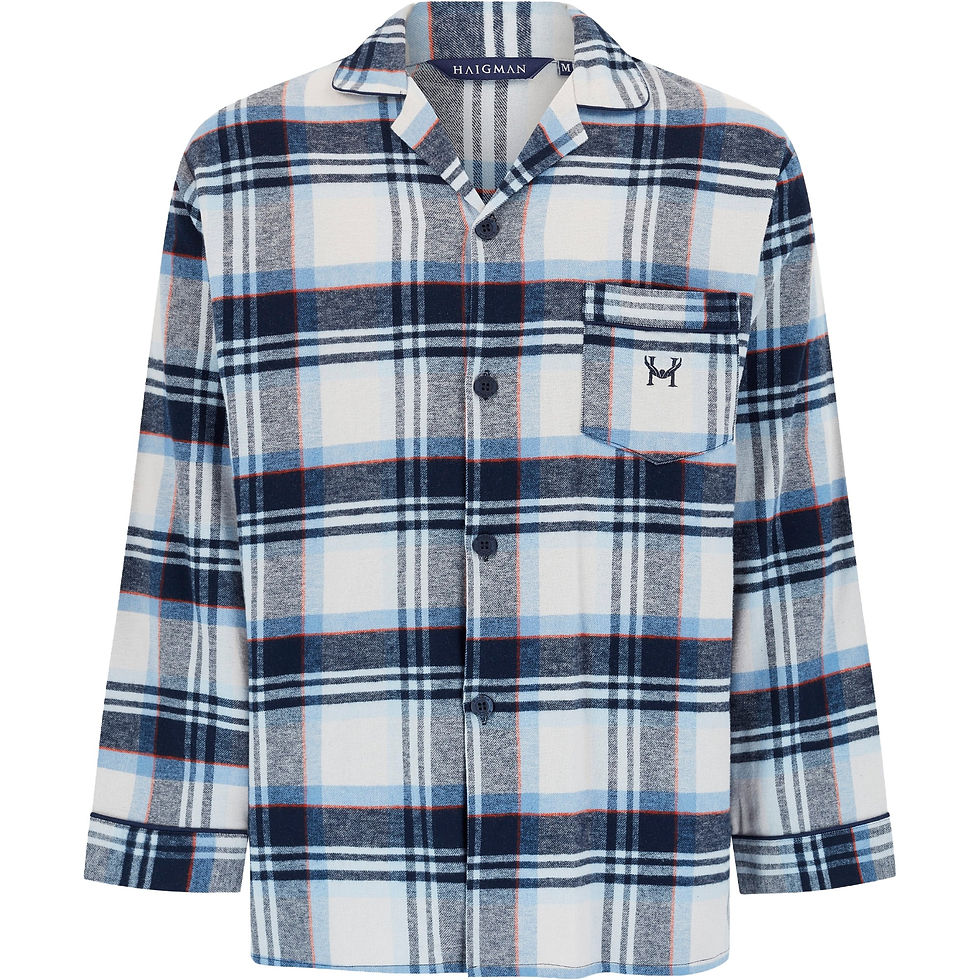 Thumbnail: Haigman Yarn Dyed Brushed Cotton Long Sleeve Pyjama Set