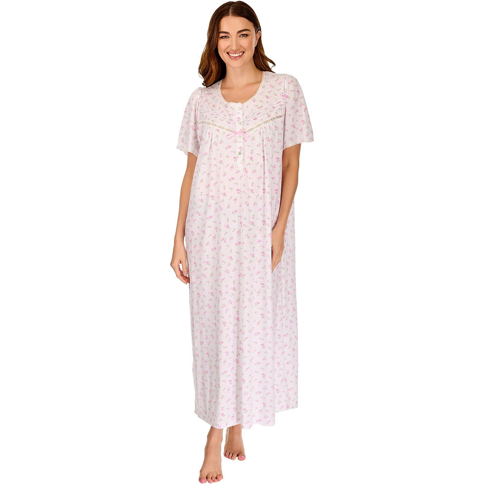 Thumbnail: La Marquise Women’s Ditsy Floral Cotton Rich Short Sleeve Long Length Nightdress
