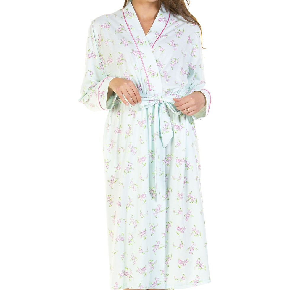 Thumbnail: La Marquise Women’s Cotton Rich Jersey Long Sleeve Wrap Dressing Gown