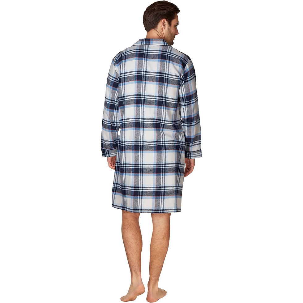 Thumbnail: Haigman Yarn Dyed Twill Brushed Cotton Long Sleeve Nightshirt