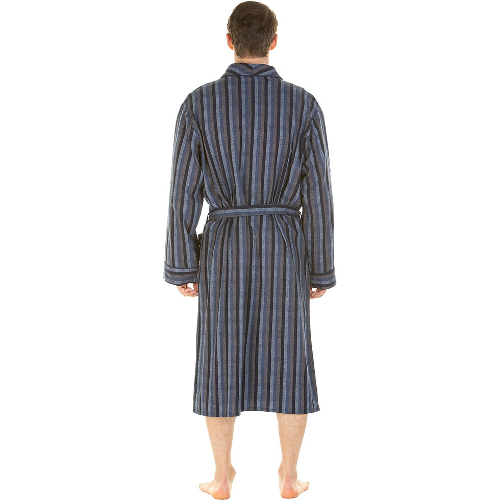 Thumbnail: Haigman Yarn Dyed Twill Brushed Cotton Shawl Collar Dressing Gown