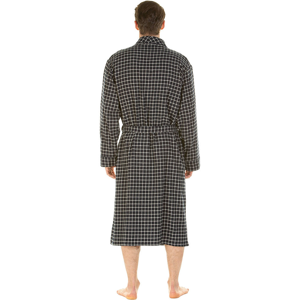 Thumbnail: Haigman Yarn Dyed Twill Brushed Cotton Shawl Collar Dressing Gown