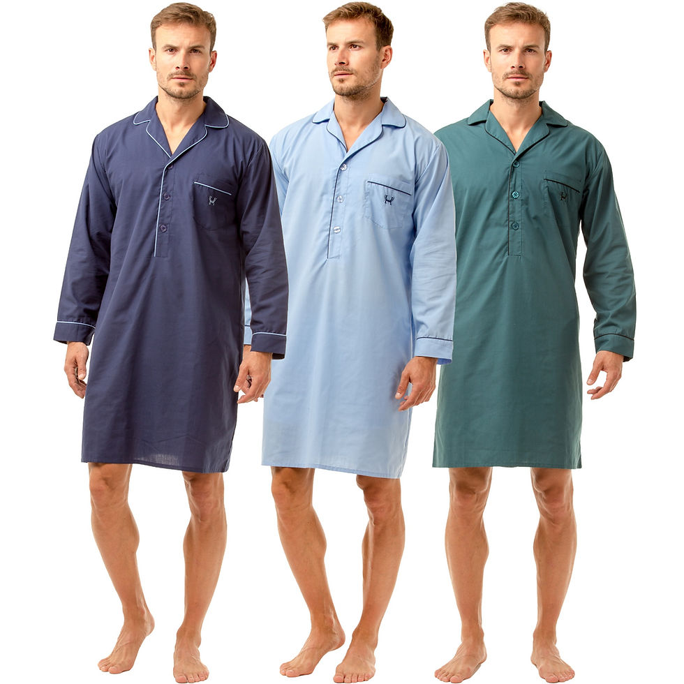 Thumbnail: Haigman Cotton Blend Easy Care Long Sleeve Nightshirt