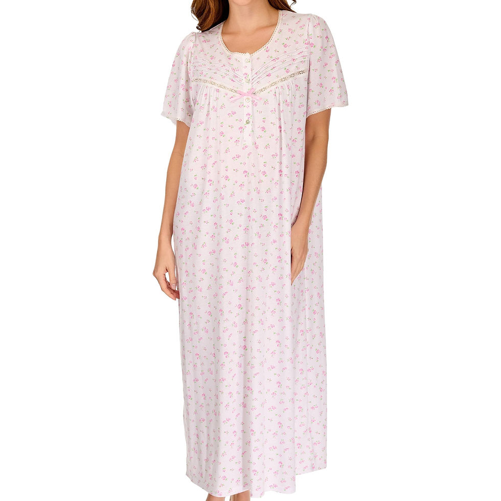Thumbnail: La Marquise Women’s Ditsy Floral Cotton Rich Short Sleeve Long Length Nightdress