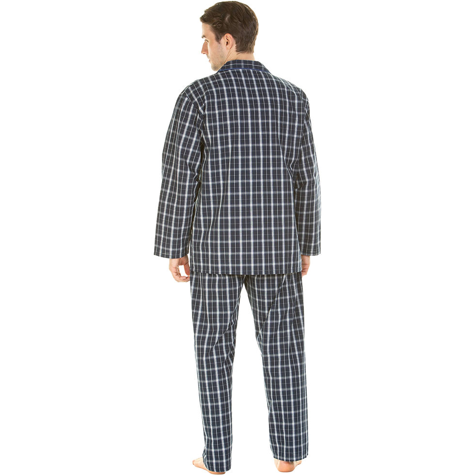 Thumbnail: Haigman Men’s Yarn Dyed Cotton Poplin Long Sleeve Pyjama Set