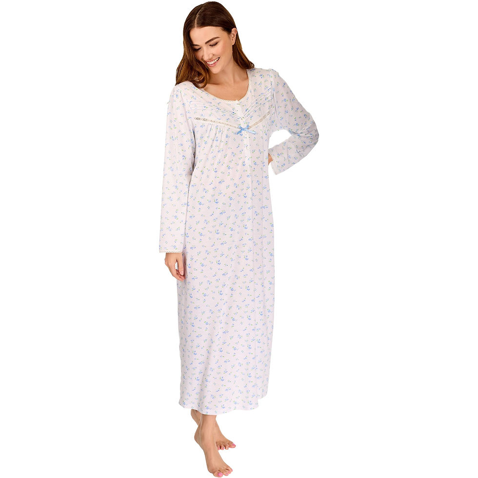 Thumbnail: La Marquise Women’s Ditsy Floral Cotton Rich Long Sleeve Long Length Nightdress