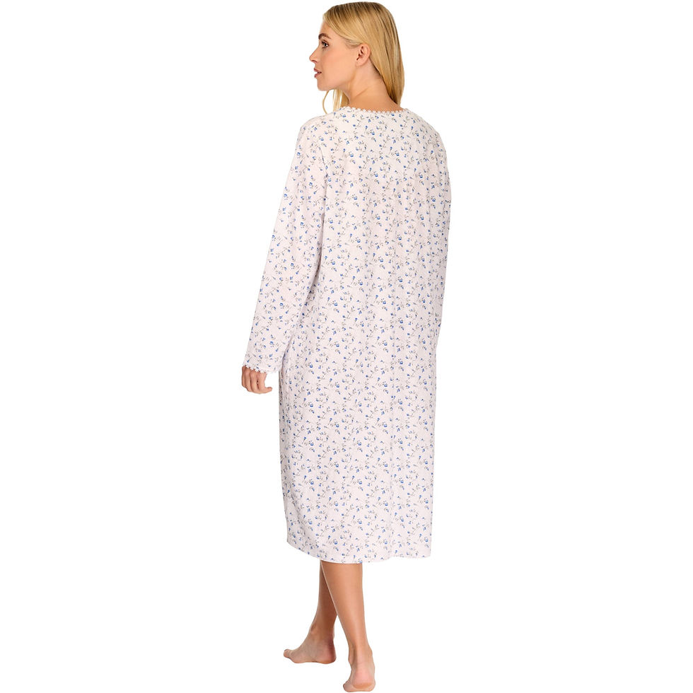 Thumbnail: La Marquise Floral Cotton Rich Jersey Long Sleeve Nightdress