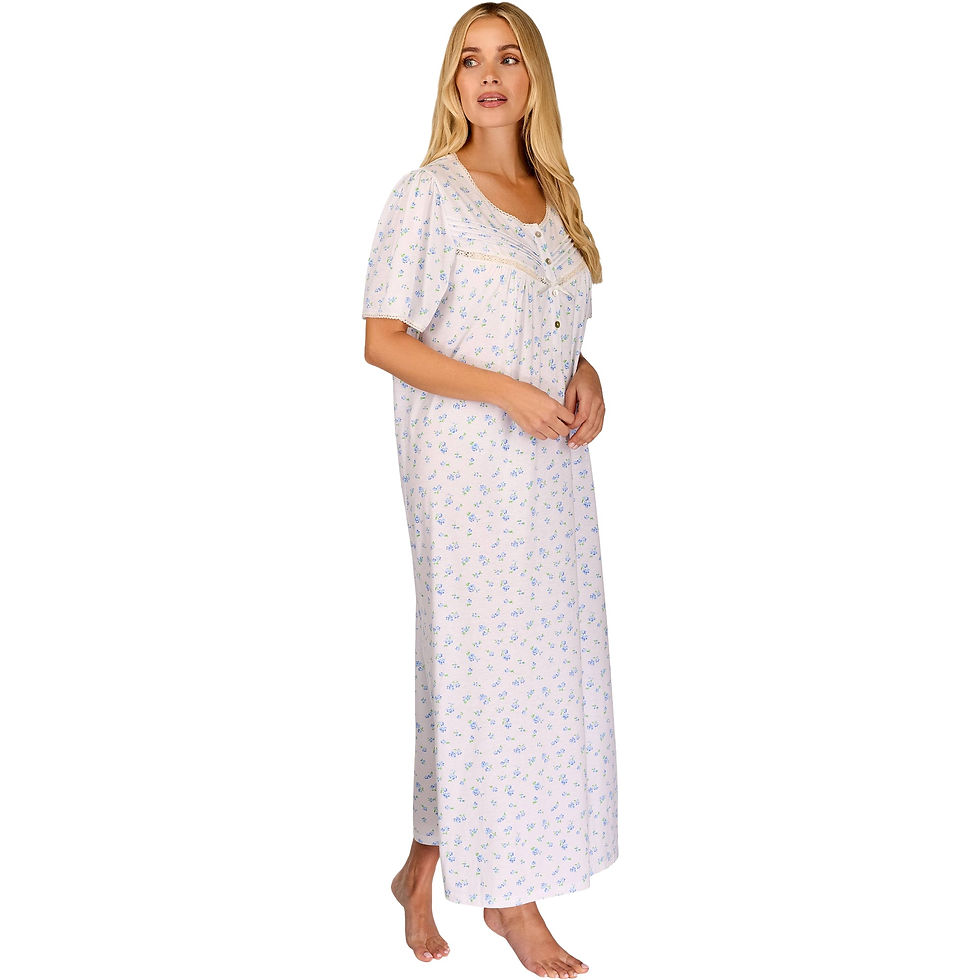 Thumbnail: La Marquise Women’s Ditsy Floral Cotton Rich Short Sleeve Long Length Nightdress