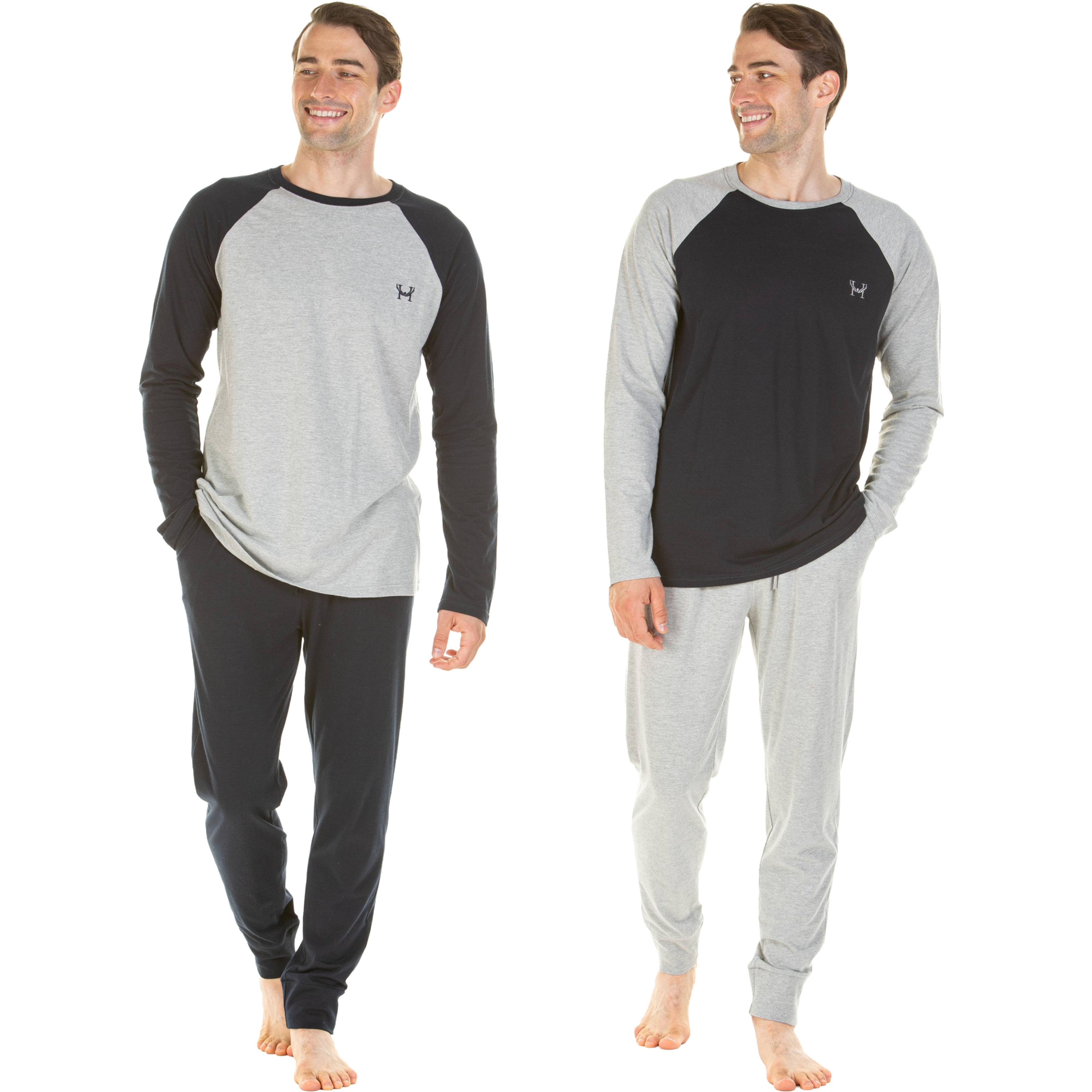 Haigman Men's Cotton Rich Long Sleeve Jersey Pyjama Set