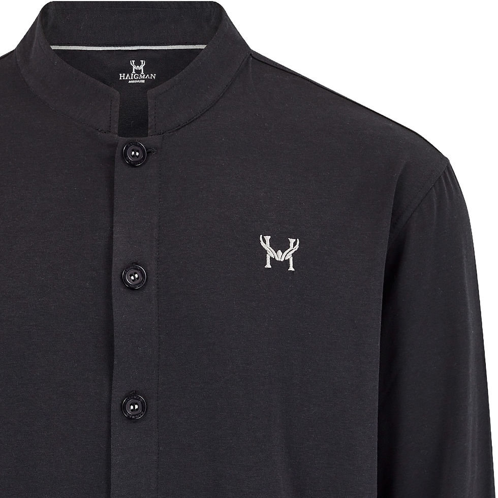 Thumbnail: Haigman Men’s Bamboo Cotton Stretch Long Sleeve Mandarin Collar Pyjama Set