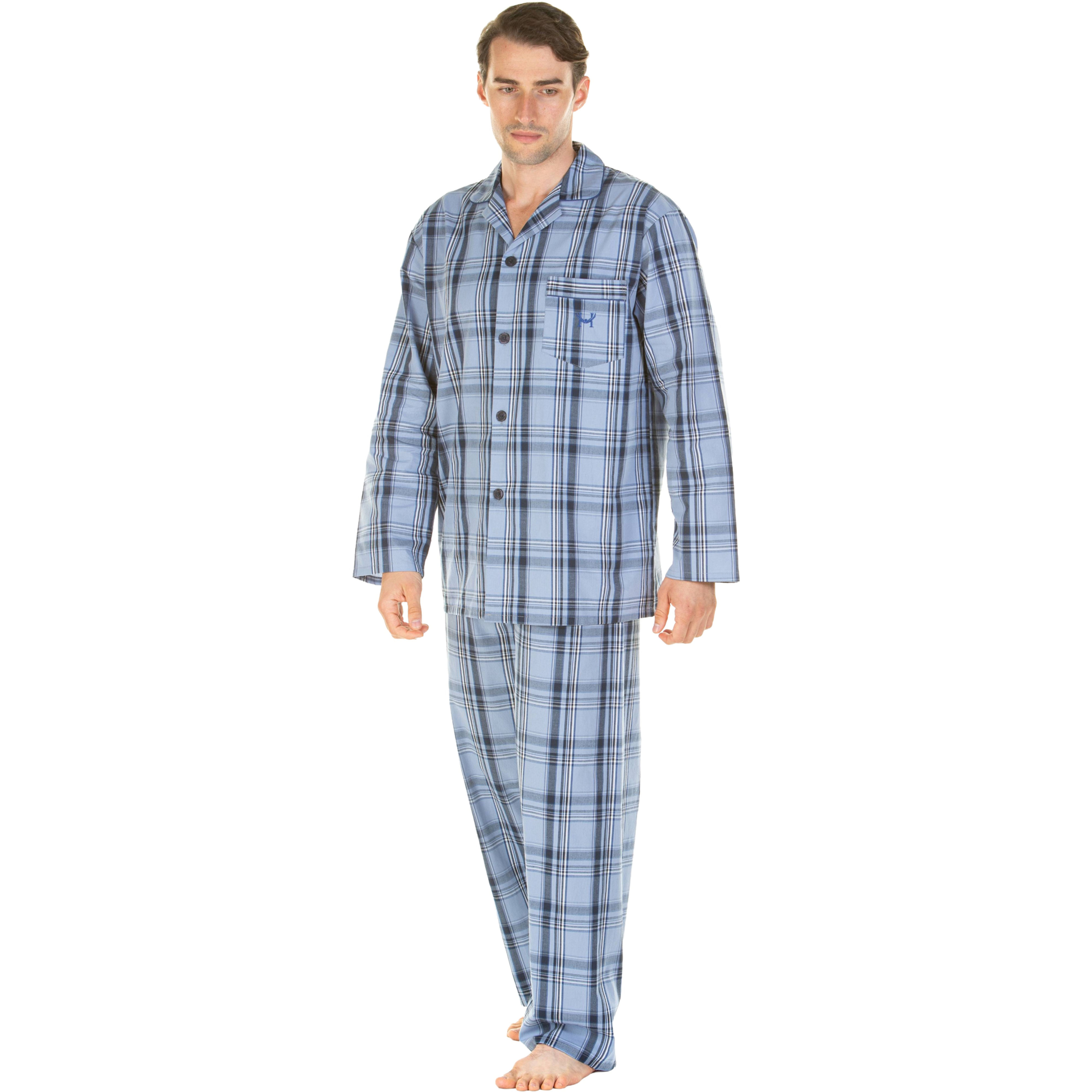 Haigman Men’s Yarn Dyed Cotton Poplin Long Sleeve Pyjama Set