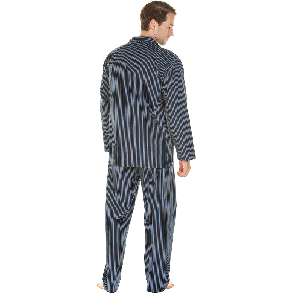Thumbnail: Haigman Men’s Yarn Dyed Cotton Poplin Long Sleeve Pyjama Set