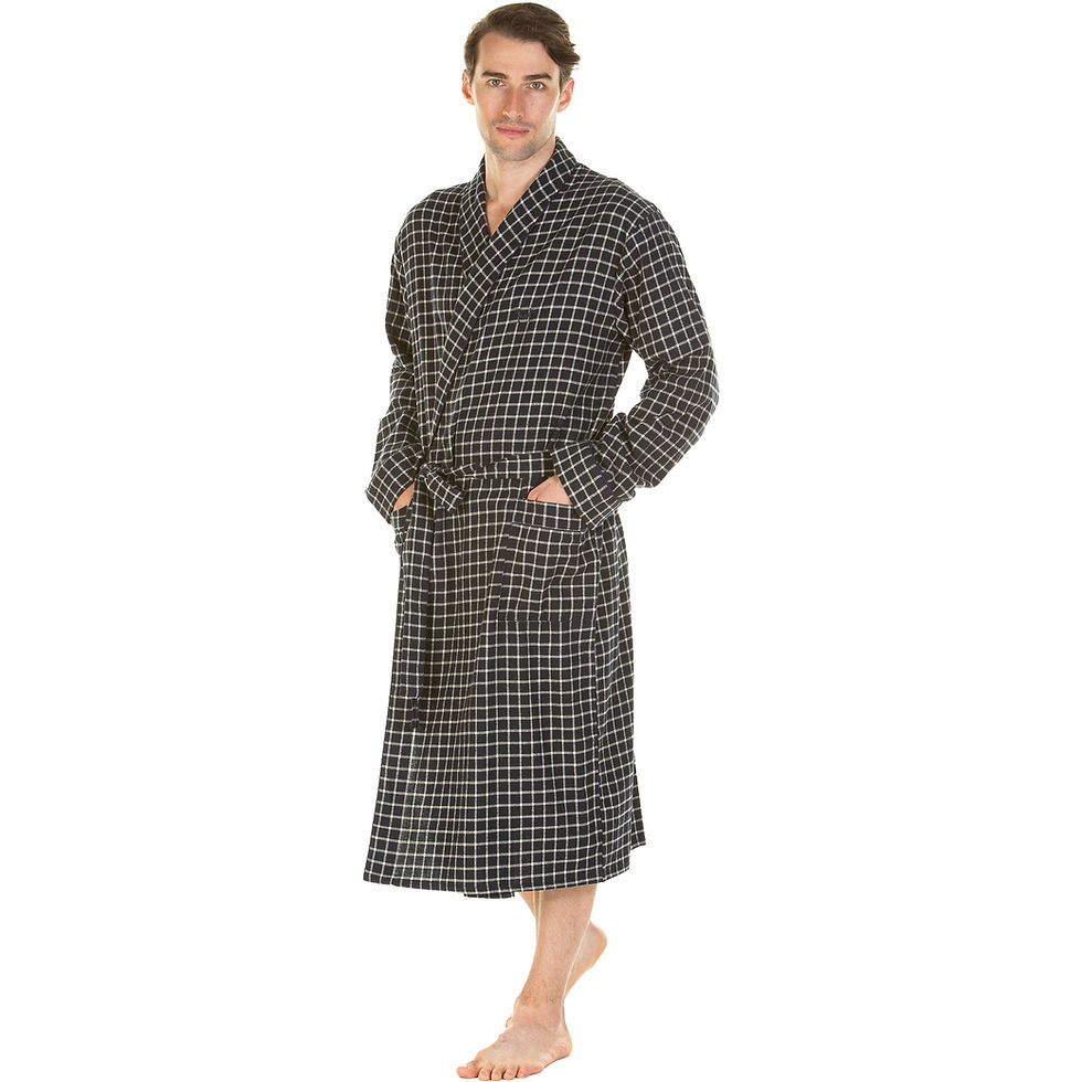 Thumbnail: Haigman Yarn Dyed Twill Brushed Cotton Shawl Collar Dressing Gown