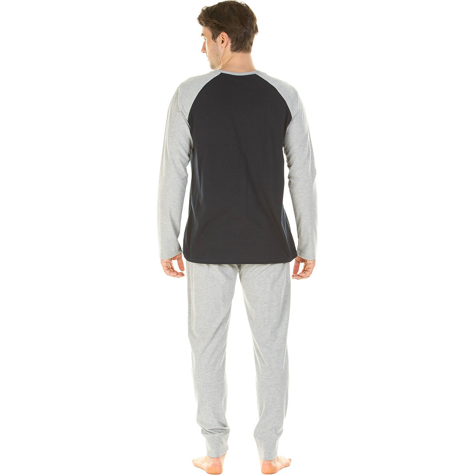 Thumbnail: Haigman Men's Cotton Rich Long Sleeve Jersey Pyjama Set