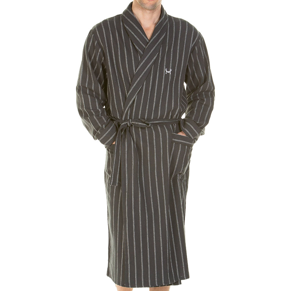 Thumbnail: Haigman Yarn Dyed Twill Brushed Cotton Shawl Collar Dressing Gown