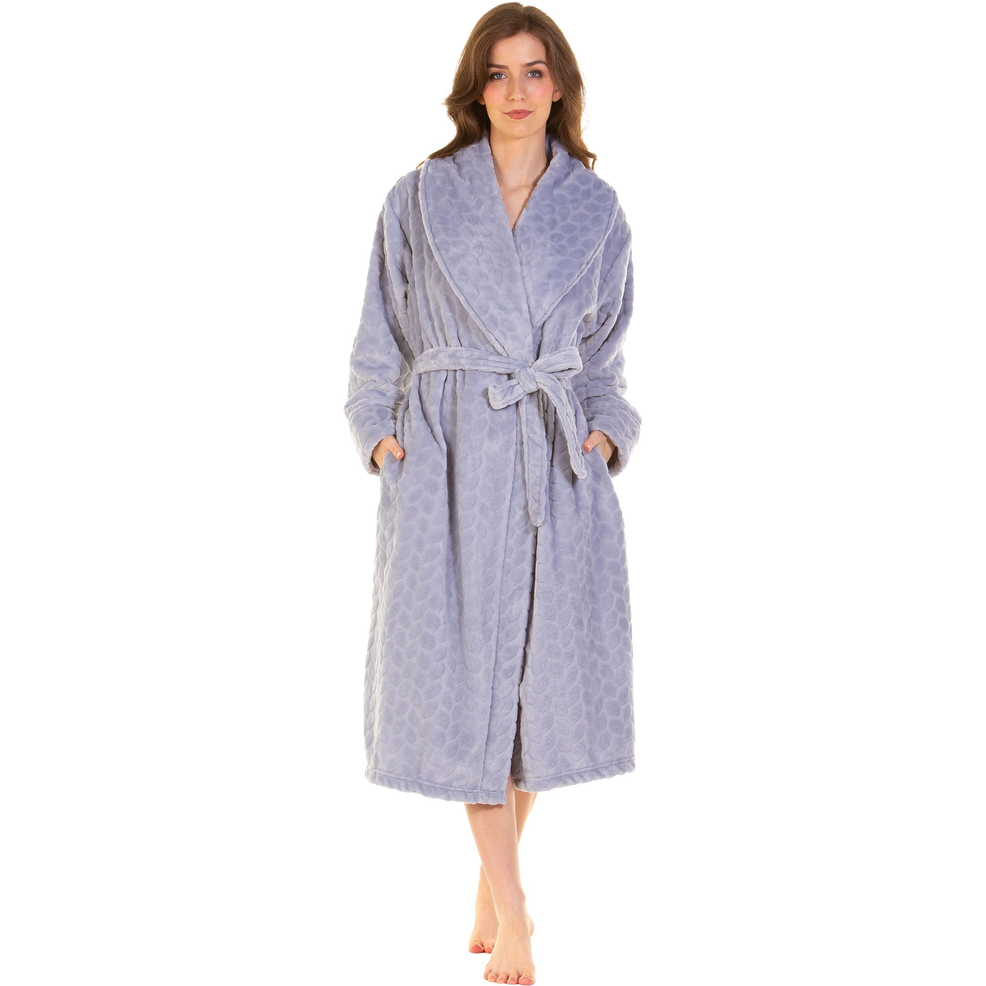 Wysteria Lane Catherine Wide Shawl Collar Textured Fleece Dressing Gown
