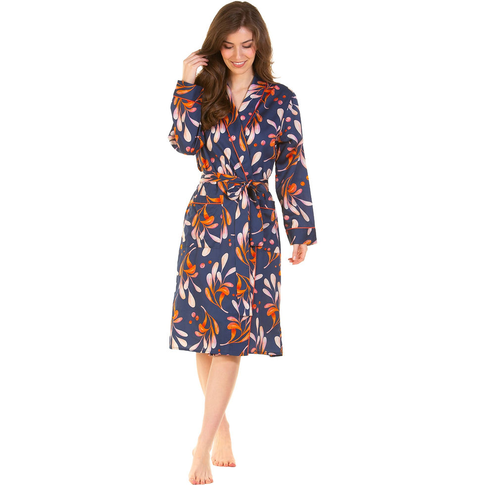 Thumbnail: Wysteria Lane 100% Combed Cotton Poplin Printed Robe