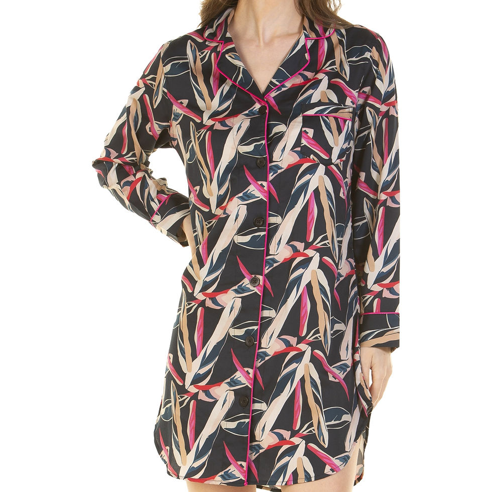Thumbnail: Wysteria Lane 100% Combed Cotton Poplin Printed Nightshirt