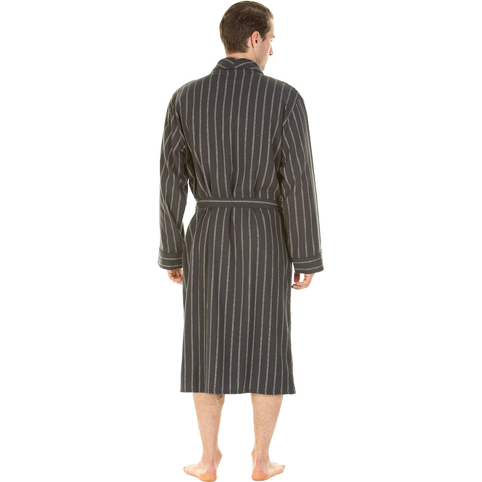 Thumbnail: Haigman Yarn Dyed Twill Brushed Cotton Shawl Collar Dressing Gown