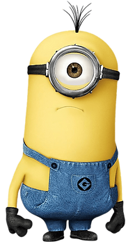 A grumpy minion with a single tuft of hair.