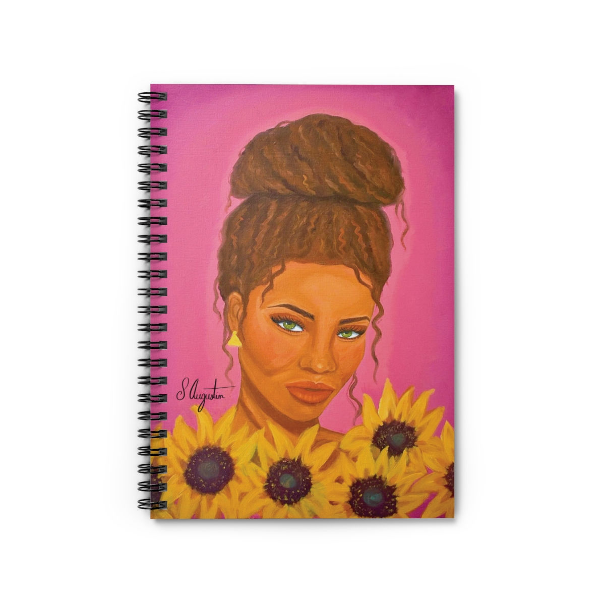 Sunflowers & Jade Spiral Notebook - Ruled Line