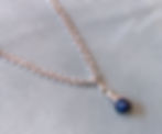 Herringbone Weave pendant with a Lapis stone on silver Double Ring from WildGeraniumJewelry.comChain