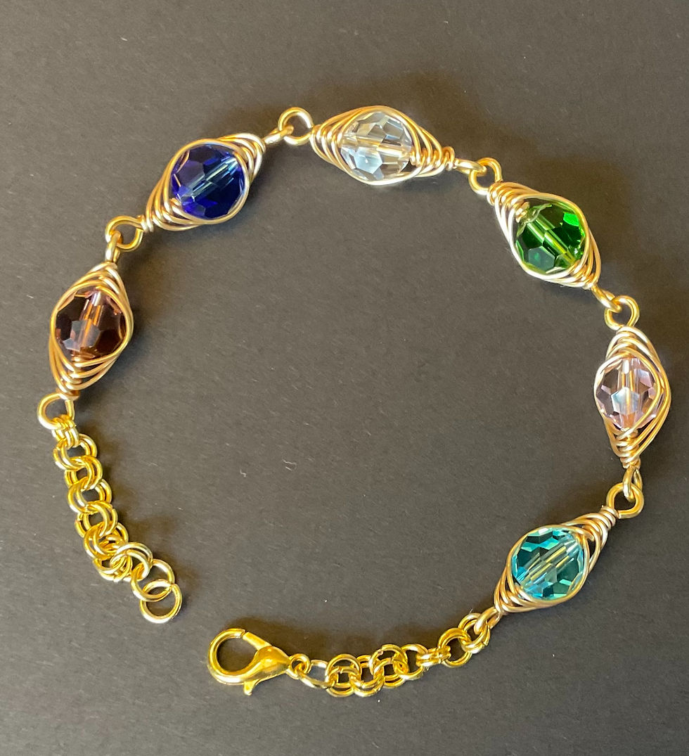 Thumbnail: Gold Herringbone Link Birthstone Bracelet featuring Austrian crystal birthstones from WildGeraniumJewelry.com