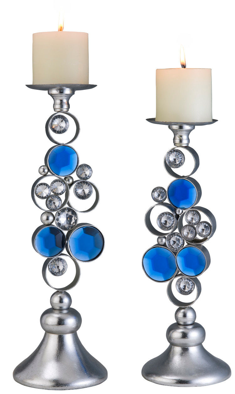 OK-4259-C1 - 14/16"H Just Dazzle Candleholder Set of 2
