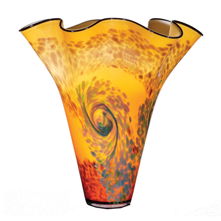 LG-5303-V2 - 17"H Lazulite Amber Glass Vase