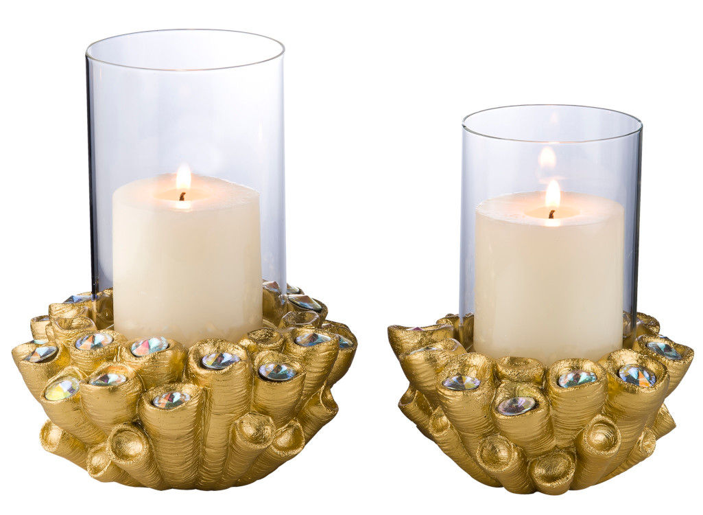 OK-4270-C5 - 7.5/8.5"H Auric Twists Candleholder Set of 2 (Candle Not Included)