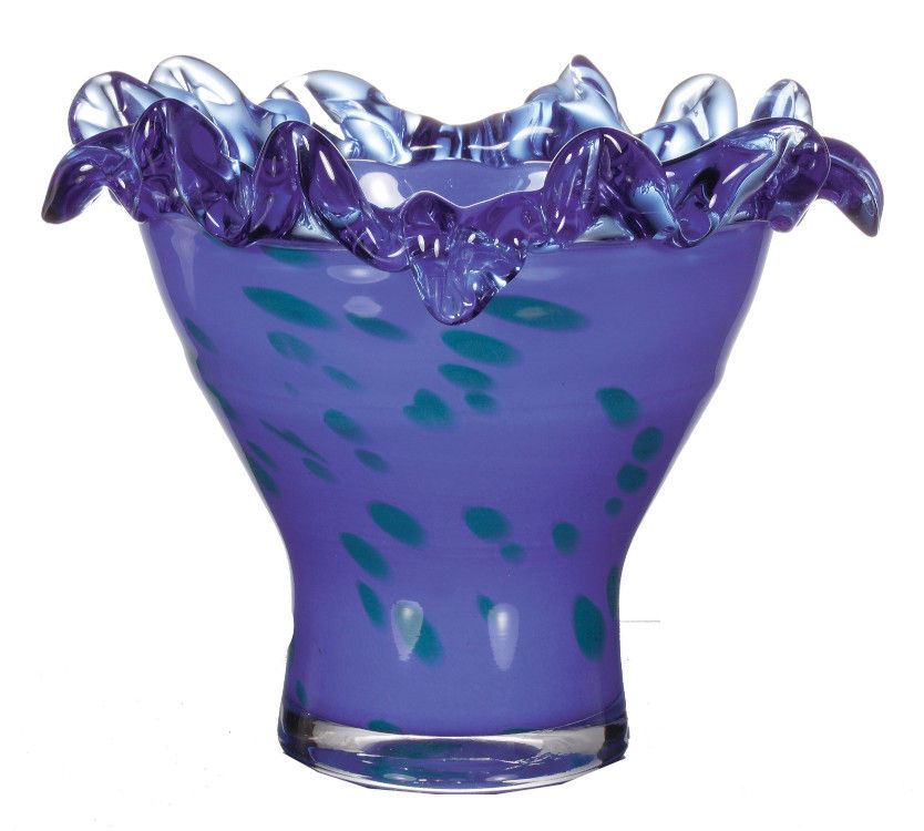 LG-5710 - 8.75"L Lazulite Pleat Blue Glass Bowl