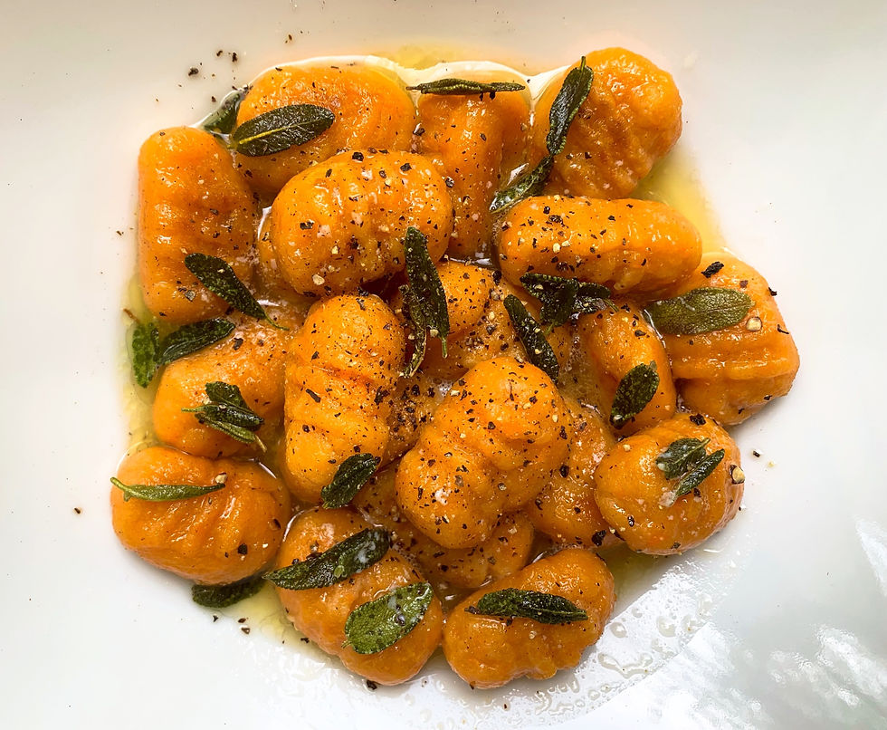 Sweet potato gnocchi in sage brown butter sauce (vegetarian & vegan option)