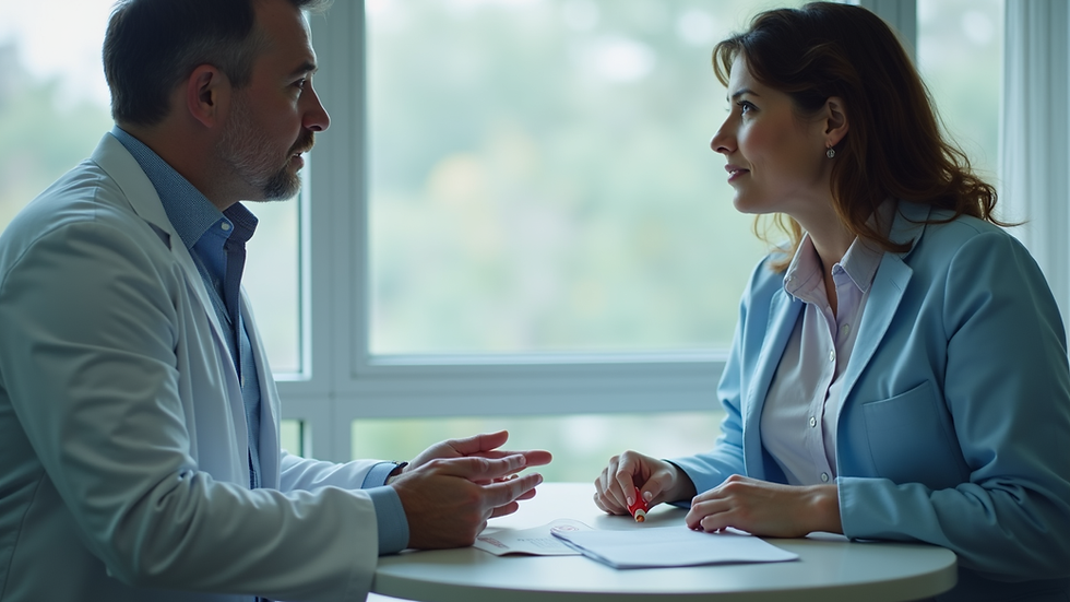 Eye-level view of a healthcare professional discussing treatment options with a patient