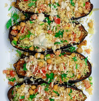 Easy Mediterranean Stuffed Eggplant