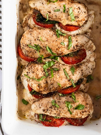 Mozzarella Stuffed Chicken with Tomato and Basil