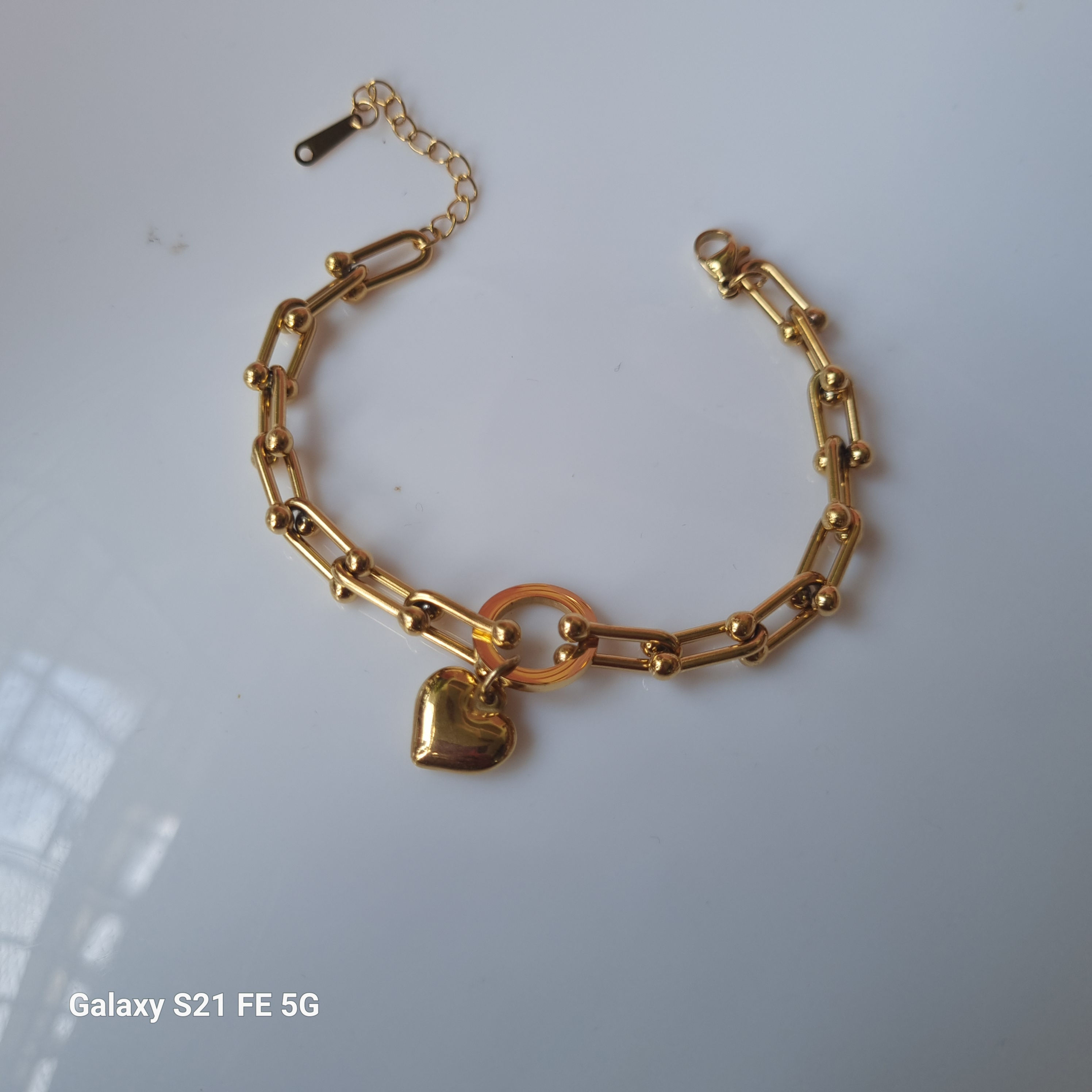 Heart charm link bracelet 