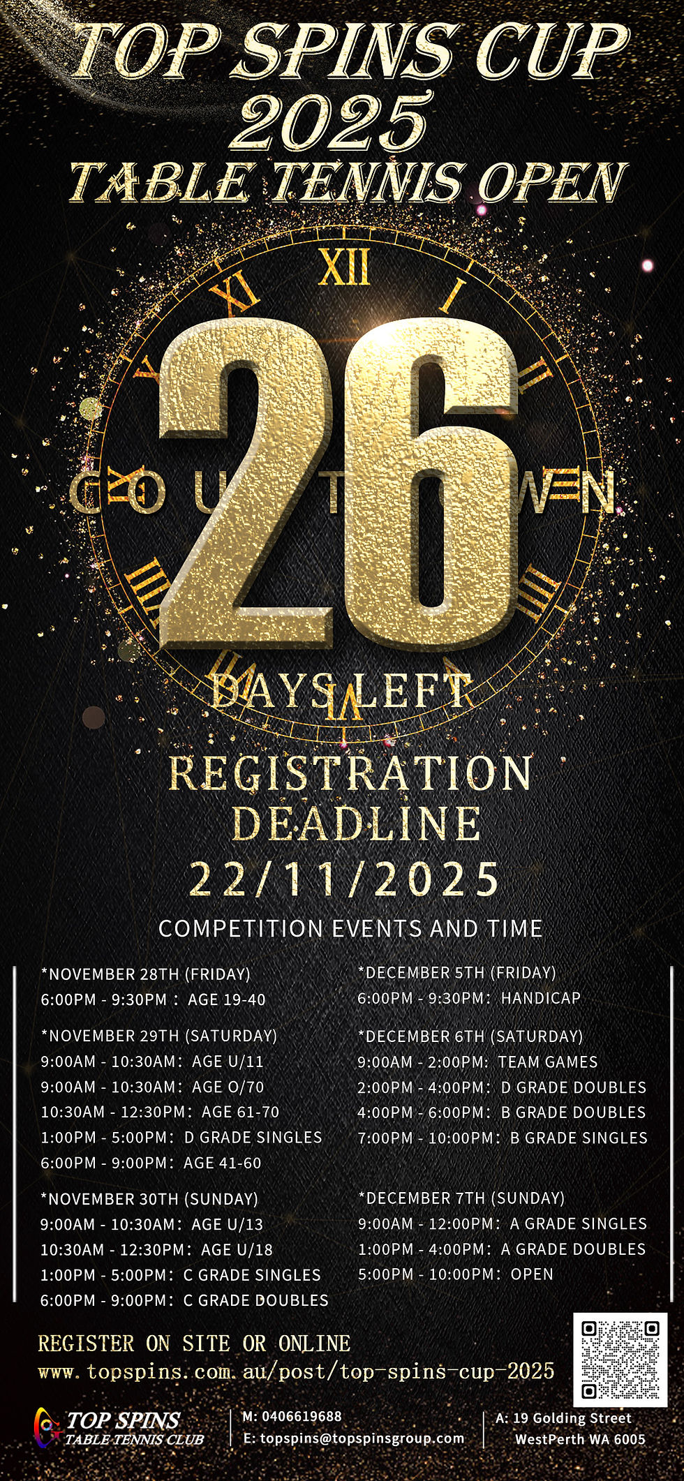 TOP SPINS CUP- 26 days left to register