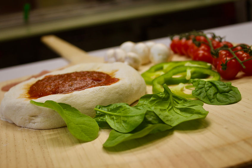pizza dough and pizza ingredients 