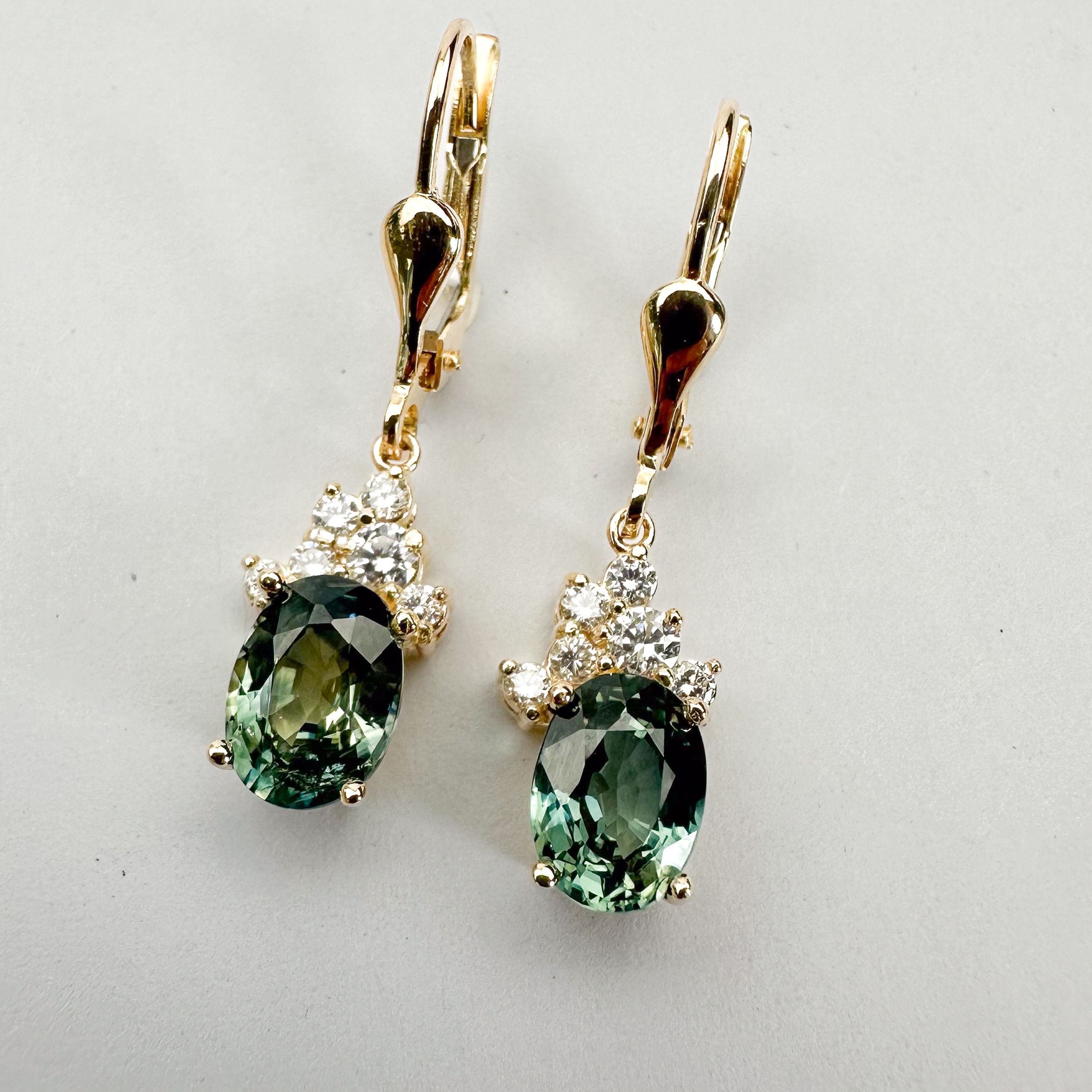 Parti-sapphire & diamond earrings
