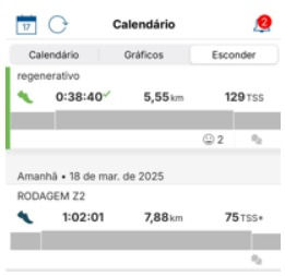 Foto do aplicativo que Gabriel utiliza para acompanhar os treinos - Reprodução/Arquivo pessoal