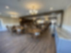 Residential and commercial pictures of a dining hall area