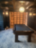 Residential and commercial pictures of a home billiard room.