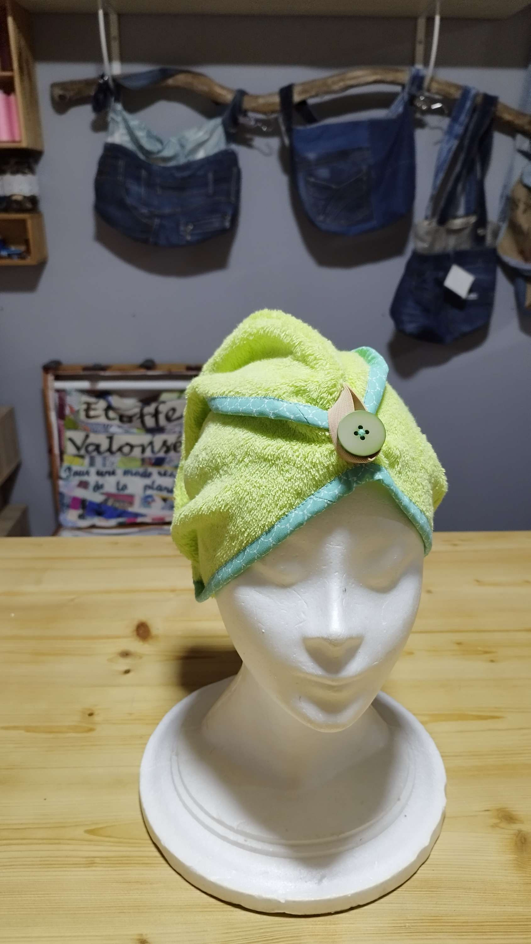 Turban de bain vert